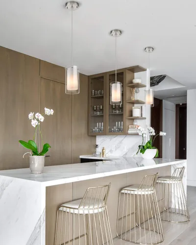 Miniatura 2 de AKEZON Paquete de 2 lámparas colgantes de cristal modernas, ajustables, colgantes para cocina, isla comedor, baño, bar, acabado de níquel cepillado