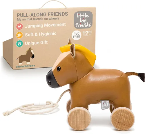 Miniatura 7 de Little Big Friends Juguete de alce para niños pequeños Juguete suave para caminar con cordón ajustable Juguete clásico para empujar y tirar