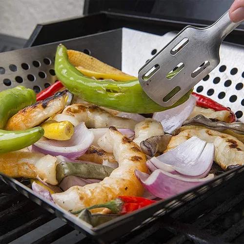 Miniatura 8 de JY COOKMENT Cesta para Parrilla - Cesta de Parrilla de Acero Inoxidable para Uso Interior y Exterior, Cesta para Parrilla de Verduras de Servicio