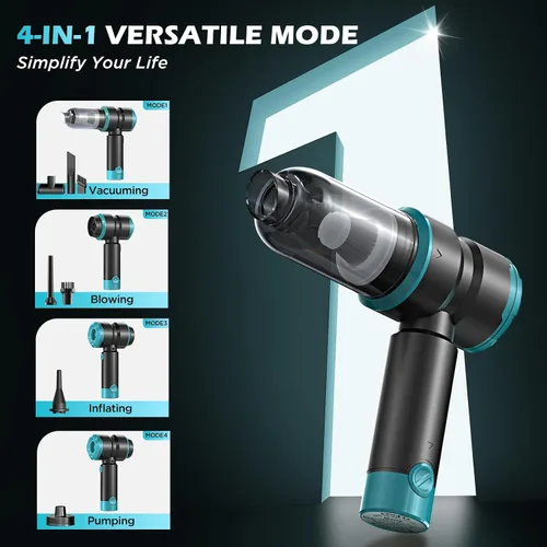 Miniatura 3 de Aspiradora de mano para coche con potencia de 15000PA, aspiradora inalámbrica pequeña y potente 4 en 1 y quitamanchas con batería de 2000mAh