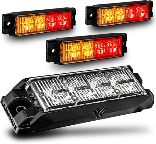 Miniatura 51 de LAMPHUS NanoFlare - Luz de advertencia estroboscópica de 5 pulgadas y 6 W, color blanco ámbar, luz de advertencia estroboscópica para parrilla