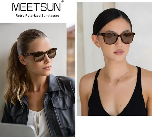 Miniatura 39 de MEETSUN Polarized Sunglasses for Women Men Classic Retro Square Frame Driving Sun Glasses UV Protection
