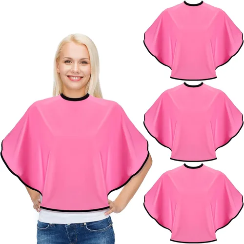 SATINIOR 4 piezas de peluqueros capa de peluquería maquillaje impermeable color pelo corte capa para mujeres, hombres y niños, Rosa Rojo