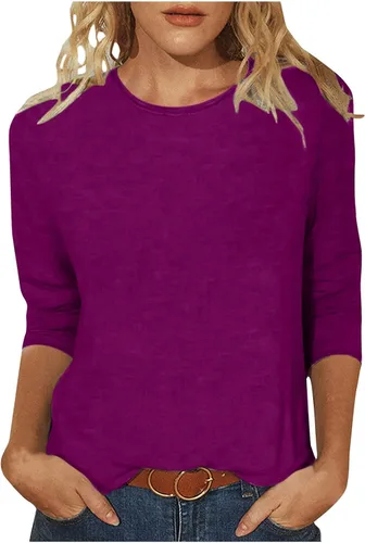 Miniatura 7 de Camisas de manga 3/4 para mujer, blusas casuales de verano 2026, cuello redondo, estampado floral, lindas, blusas holgadas 02 Beige