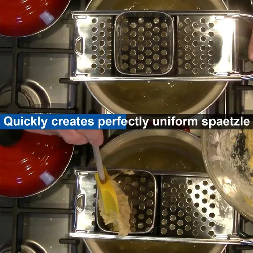 Miniatura 3 de KEISSCO Spaetzle Maker de acero inoxidable con mango de agarre cómodo, juego de herramientas para hacer albóndigas de huevo alemán tradicional