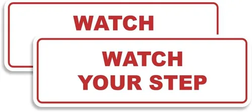 Miniatura 12 de Signs ByLITA Letrero estándar para pared o puerta con texto en inglés «Watch Your Step», señalización de salud y seguridad (negro), mediano