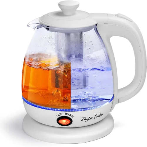 Miniatura 10 de Taylor Swoden Hervidor Eléctrico con Infusor de Té, Hervidor de Agua Eléctrico Pequeño de 1L con Mantenimiento de Calor, Hervidor de Agua Caliente