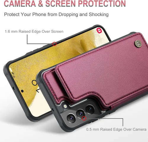 Miniatura 4 de Vinich Funda tipo cartera para Samsung Galaxy S22 con tarjetero, bloqueo RFID, ranuras de crédito, función atril, a prueba de golpes, para Galaxy