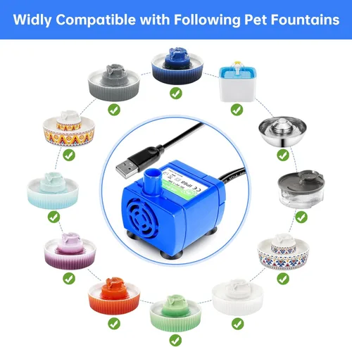 Miniatura 2 de Bomba de fuente de agua para gatos, fuente para mascotas, bomba de repuesto sin luz LED, motor DR-DC160 para dispensador de bebidas para gatos