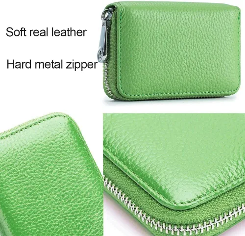 Miniatura 6 de EASTNIGHTS Cartera de cuero genuino para tarjetas de crédito RFID con cremallera