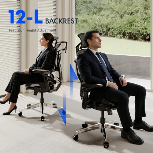 Miniatura 6 de FLEXISPOT Silla ergonómica de oficina ErgoX-PRO con reposapiés negro – Asiento de malla AeroWeave 5.0, lumbar 5D, reposabrazos 7D, reposacabezas 4D