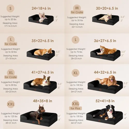 Miniatura 252 de EHEYCIGA – Cama ortopédica impermeable para perros pequeños, de espuma viscoelástica tipo caja de huevos, con bordes elevados y base antideslizante