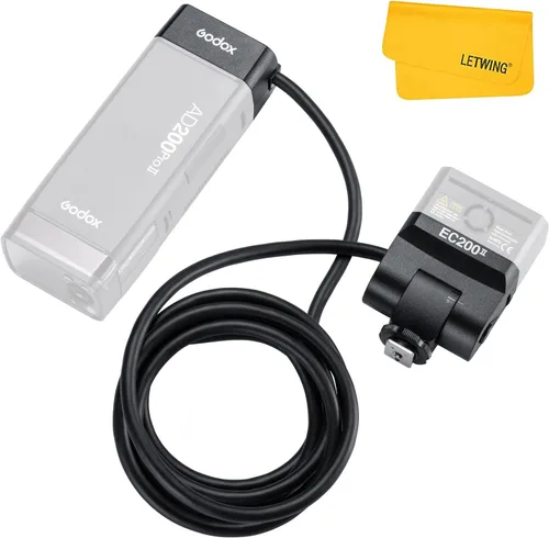 Godox EC200 II - Cabezal de extensión para flash Godox AD200Pro II, extensor de cabeza de 200 W con cable de extensión de 2M, zapata fría de metal,