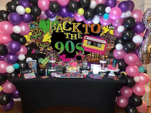Miniatura 3 de Volver a los años 90 telón de fondo Hip Hop Graffiti pared de ladrillo Retro Moda Fotografía Fondo tema de los años 90 Aldult Niños Fiesta