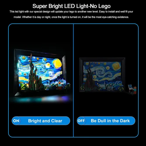 Miniatura 2 de BrickBling Luces LED compatibles con Lego Starry Night, kit de luces compatible con Lego Van Gogh compatible con Lego 21333-versión clásica