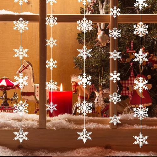 Miniatura 6 de TUPARKA Decoraciones Colgantes de Copos de Nieve de 12 Cuerdas Suministros para Fiestas de Cumpleaños Frozen Decoraciones para Fiestas Winter