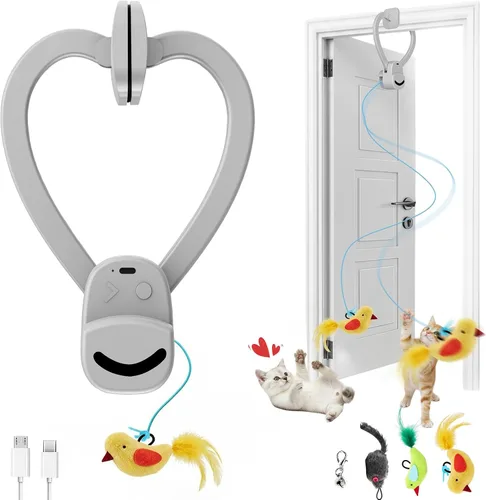 Miniatura 9 de CATPICK Juguetes Interactivos para Gatos de Interior Pájaro Volador Eléctrico Automático Juguete de Pluma y Ratón - Mejor Juguete de Enriquecimiento