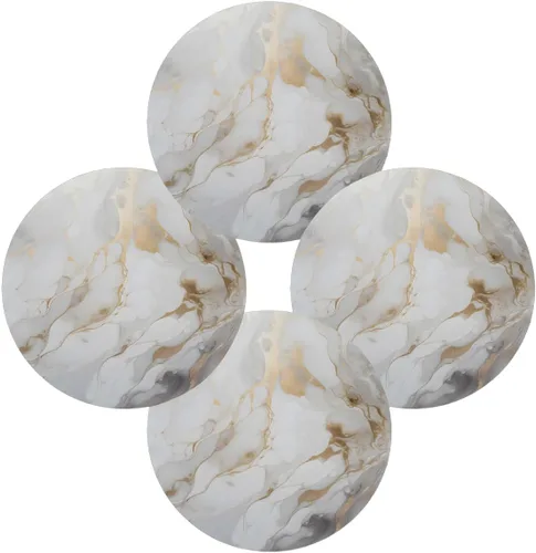 Miniatura 7 de White Gold Marble Pattern Round Place Mats Set of 1, Heat Resistant Washable Placemats Polyester Round Table Mats for Kitchen Home Decor Holiday