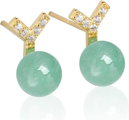 Miniatura 23 de Jade Earrings Studs,Green Jade Earrings for Women,925 Sterling Silver Earrings Studs for Sensitive Ears,Handmade Jade Earrings for Birthday