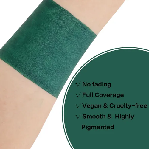 Miniatura 3 de BADCOLOR Barra de pintura verde para rostro y cuerpo, para el día de San Patricio, color negro y verde oscuro, kit de pintura facial para camuflaje