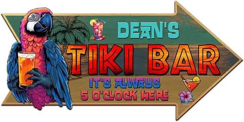 Miniatura 12 de THUYPT Cartel personalizado con reglas Tiki para bar Tiki, decoración de madera Tiki con patrón Tiki Totem, decoración tropical para playa impresa