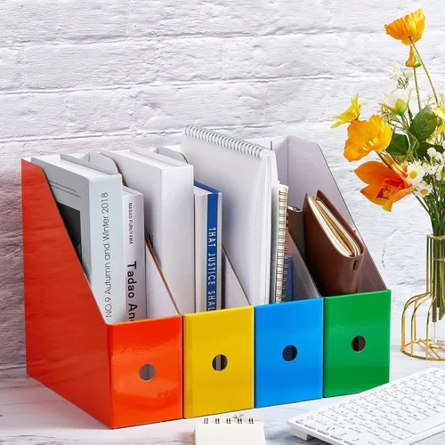 Miniatura 4 de Thenshop Organizador de 24 piezas de cartón para archivos, revistas, caja organizadora de archivos de escritorio, carpeta de almacenamiento de Negro