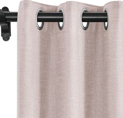 Miniatura 29 de Fcosie Cortinas opacas de lino 100 % opacas de 50 pulgadas de ancho x 63 pulgadas de largo, paneles de cortina con ojales para sala de estar