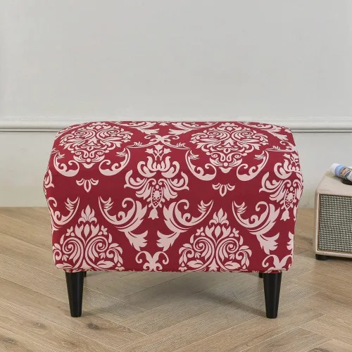 Miniatura 31 de Funda elástica otomana rectangular para taburete, funda de elastano estampada para reposapiés, protector antideslizante para reposapiés, con parte #1