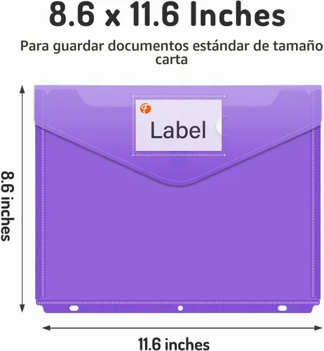 Miniatura 5 de Forvencer Bolsillo para carpeta, paquete de 5 bolsillos de polietileno súper pesados con cierre apretado, carpetas de carga lateral, 3 anillas