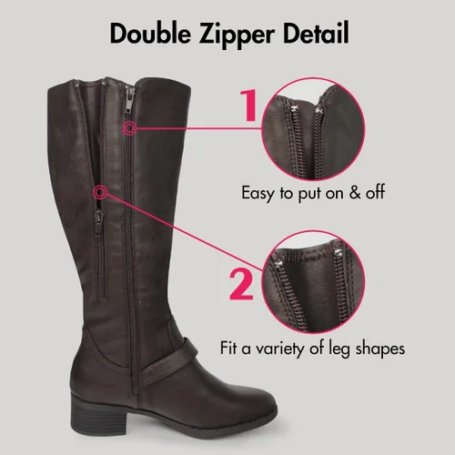 Miniatura 3 de Hawkwell Botas de equitación hasta la rodilla con cremallera doble para mujer