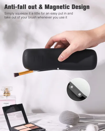 Miniatura 23 de FERYES Soporte para brochas de maquillaje de viaje, Negro, L, Simplicidad