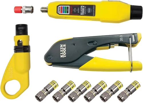 Miniatura 2 de Klein Tools Kit de instalación de cable coaxial + crimpador/pelador/cortador modulares