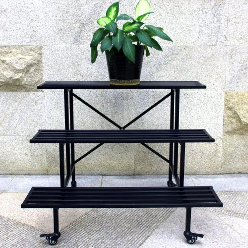 Miniatura 10 de Zhongma Soporte de metal resistente de 2 niveles para plantas para el hogar, interior y exterior, 35.43 pulgadas de largo x 17.5 pulgadas de ancho x