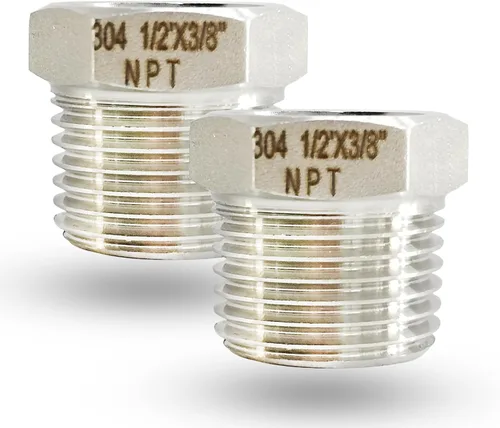 Miniatura 16 de Reductor de buje hexagonal macho NPT de 1/2 pulgada a NPT hembra de 1/4 pulgada, adaptador reductor NPT de acero inoxidable 304, buje hexagonal