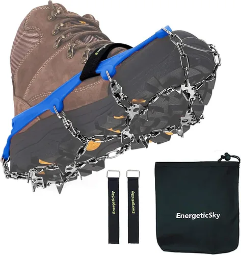 Miniatura 6 de Versión mejorada de crampones de tacos de hielo de tracción Walk, picos de acero inoxidable y silicona duradera, botas para senderismo en suelo