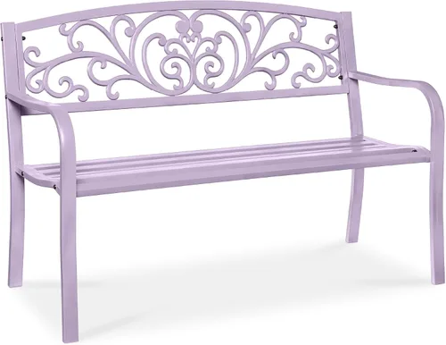 Miniatura 10 de Mejor Elección Productos 50 in patio parque banco de jardín patio marco de acero inoxidable muebles al aire porche silla, L, Negro