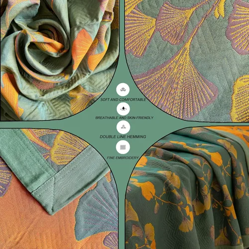 Miniatura 2 de Colcha Reversible de Ginkgo Edredón Ligero de Muselina de Algodón Cubrecama Suave y Transpirable para Todas las Estaciones Tamaño King Ropa de Cama