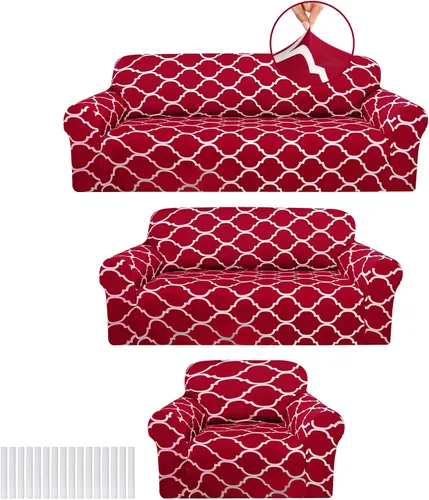 Miniatura 10 de Peryiter Juego de 3 fundas para sofá para sala de estar, fundas para muebles de sofá y sillones, funda para sillón con brazos, protector de muebles