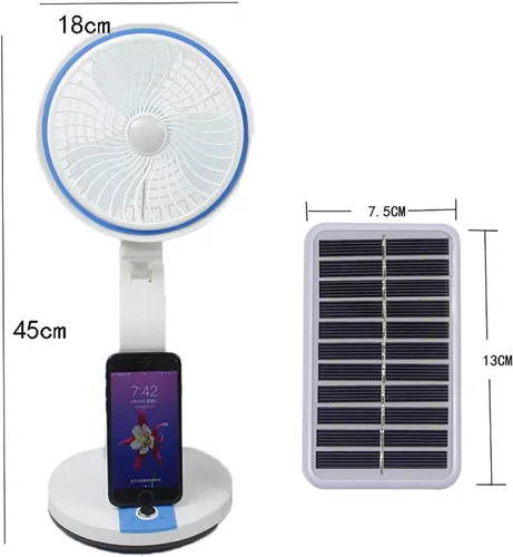 Miniatura 7 de Ventilador solar plegable para exteriores, carga USB, lámpara colgante de pared, dormitorio de estudiantes, oficina, ventiladores eléctricos, Dorado