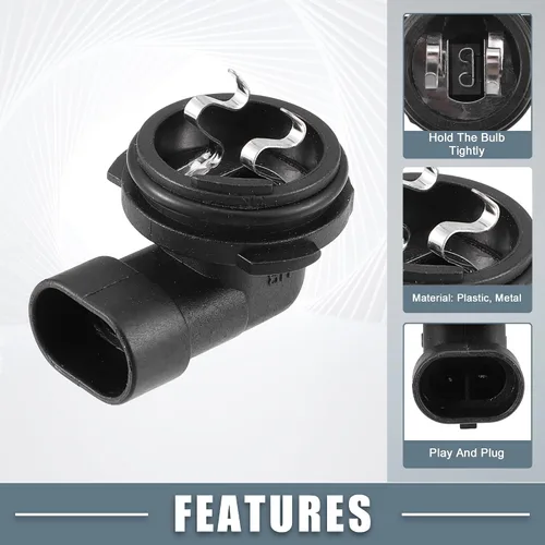 Miniatura 3 de Soporte de bombilla antiniebla Socket 1445 H1 para vehículo de automóvil de plástico negro
