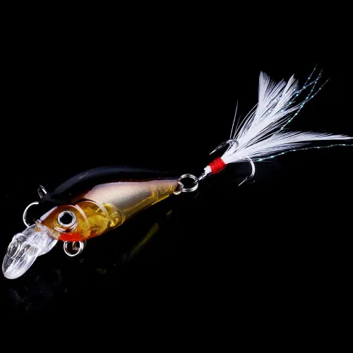 Miniatura 3 de Paquete de 5 señuelos de pesca Minnow cebo de manivela, señuelos de pesca para lubina, cebo artificial duro, señuelos de pesca Crankbait, ojos 3D