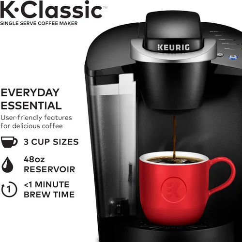 Miniatura 4 de Keurig K -Classic - Cafetera para Cápsulas K-Cup, para una sola taza de 6 a 10 oz / 177.44 a 295.74 ml. de tamaño de café, negro.