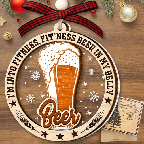 Adornos de cerveza para árbol de Navidad, adorno de cerveza artesanal de 2 capas de madera y acrílico para árbol de Navidad, decoración de Navidad