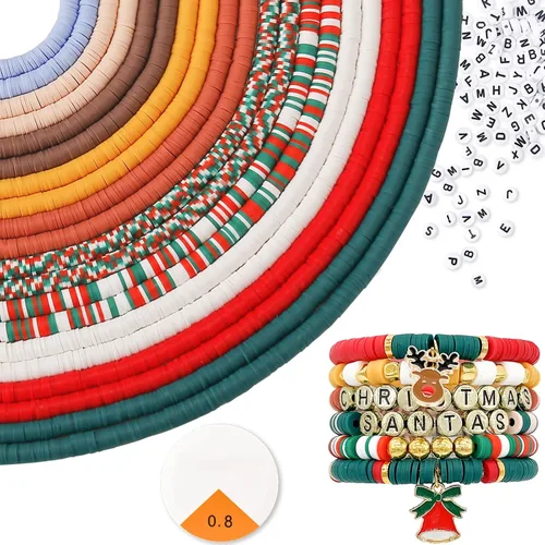 Miniatura 12 de ADIIL Kit de Fabricación de Pulseras con 7200 Piezas de Cuentas de Arcilla, Cuentas Heishi de Polímero de 6mm para Hacer Joyas, Kit de Pulseras