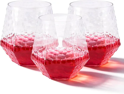 Miniatura 12 de Goodluck 40 piezas de copas de vino y whisky de plástico sin tallo de diamante, 12 onzas, copas de cóctel desechables, adecuadas para bodas, fiestas