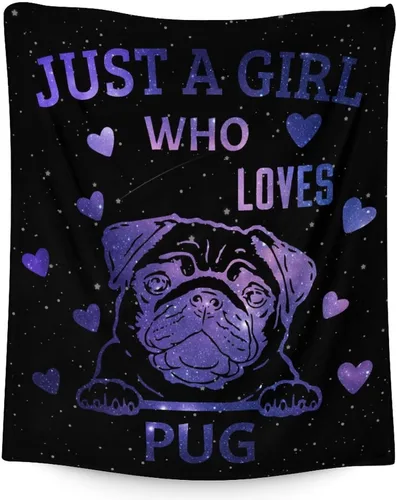 Miniatura 13 de Manta de Pug para regalo, 30 x 40 pulgadas, bonita manta para amantes de los perros, mantas blancas de felpa suave para sofá, oficina