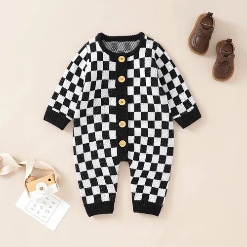 Miniatura 2 de Sduydiosy Mameluco para bebé recién nacido, ropa de manga larga con botones, lindo traje de invierno para bebé