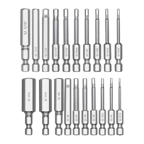 Miniatura 8 de MulWark Robertson - Juego de brocas cuadradas Allen para taladro de 10 piezas, juego de puntas de destornillador, 2.3" de largo, diámetro de 1/4