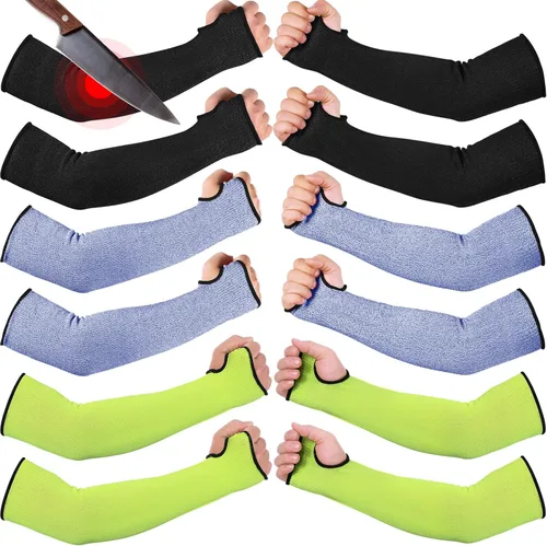 Miniatura 8 de JaGely 6 pares de mangas resistentes a cortes nivel 5 con agujero para el pulgar de 18 pulgadas, mangas de protección para brazos para granjeros