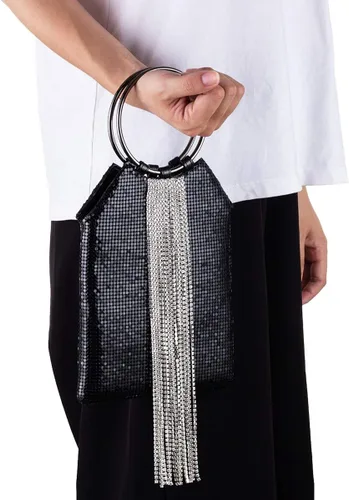 Miniatura 2 de Bolso de mano con borlas de cristal con asa de muñeca para cóctel fiesta boda noche